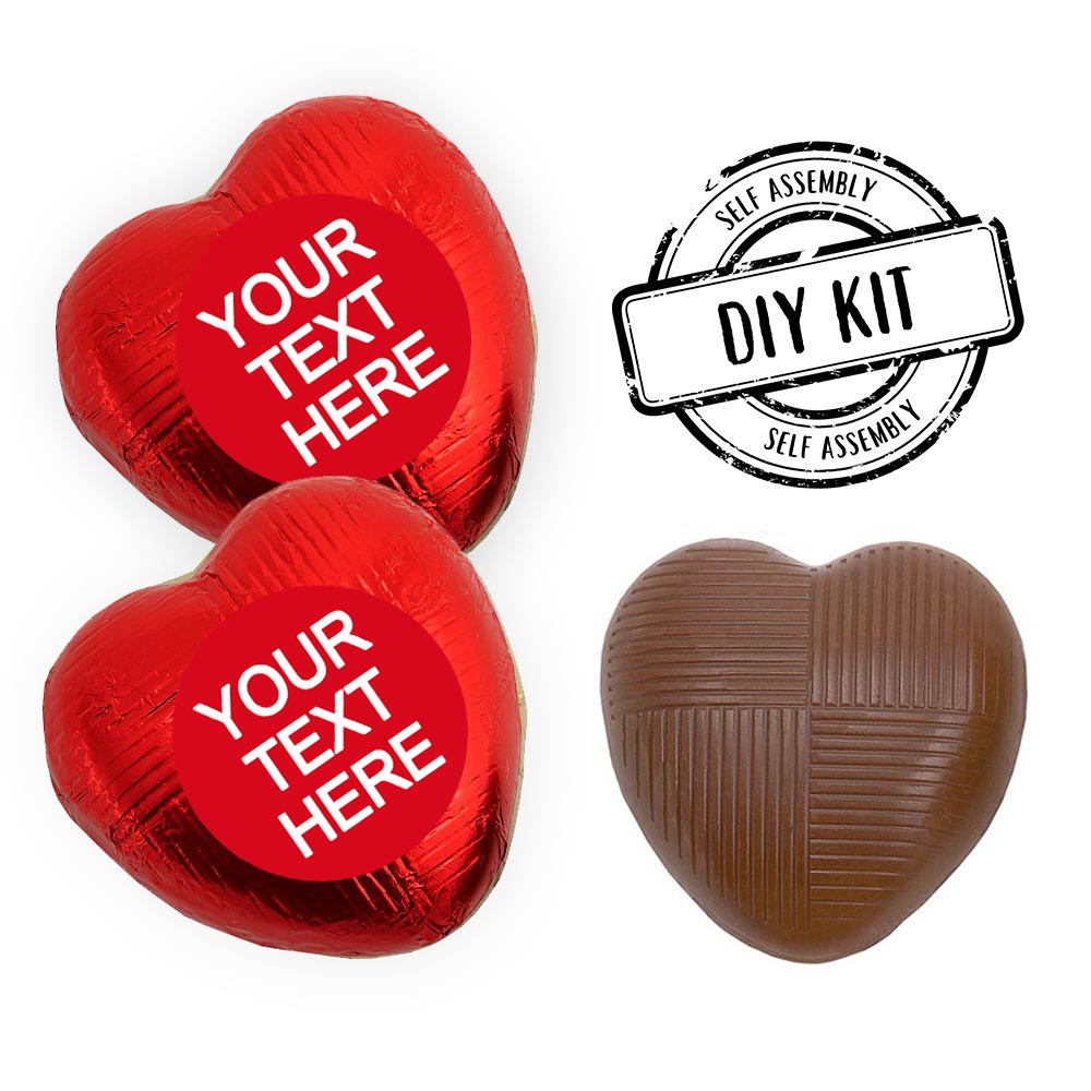 Personalised Heart Chocolates Kit - Red - Pack of 24
