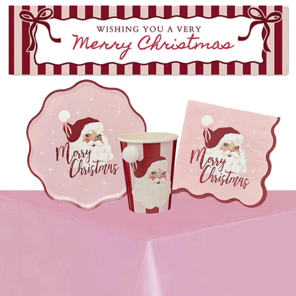 Vintage Santa Tableware Pack For 8 People With FREE Banner!