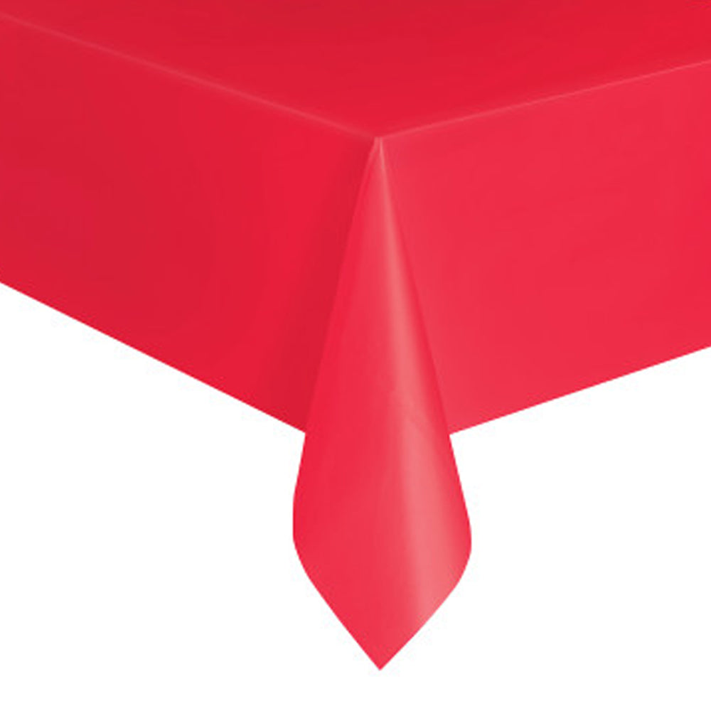 Red Plastic Tablecloth - 2.8m x 1.4m
