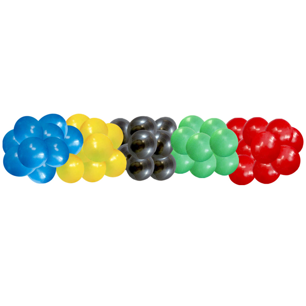 Red, Yellow, Green, Blue & Black Balloon Arch DIY Kit - 2.5m