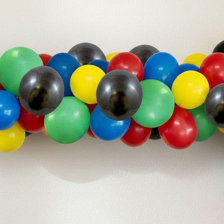 Red, Yellow, Green, Blue & Black Balloon Arch DIY Kit - 2.5m