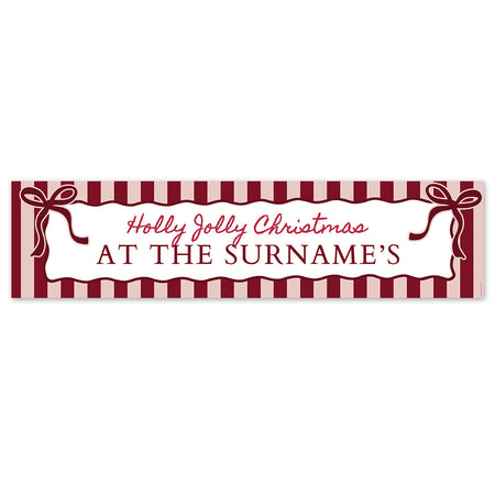 Personalised Red and Pink Holly Jolly Christmas Banner - 120cm x 30cm