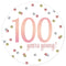 Rose Gold Glitz 100th Birthday Badge 58mm - Each