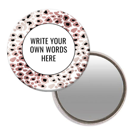 Personalised Pocket Mirror - Rose Gold Leopard Print