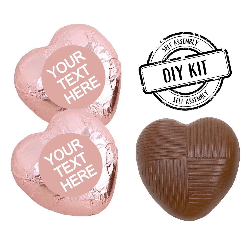Personalised Heart Chocolates Kit - Rose Gold - Pack of 24