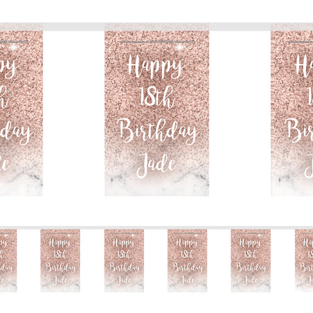 Rose Gold Glitter Personalised Bunting – 3m