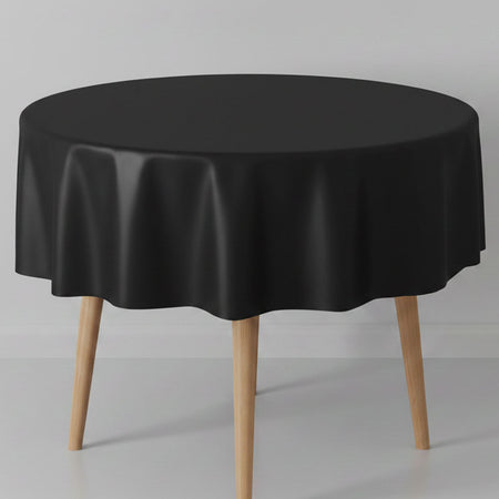 Black Round Plastic Tablecloth - 2.13m