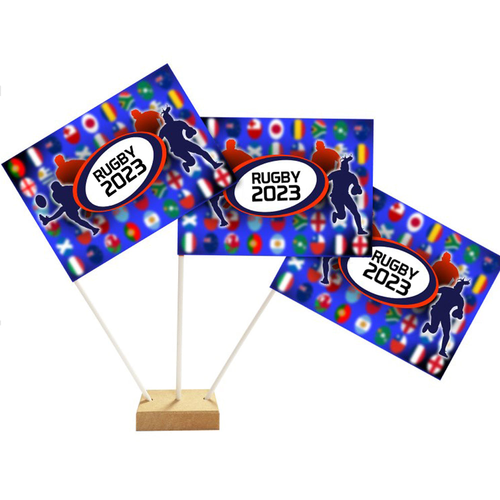 World Rugby 2023 Paper Table Flags 15cm on 30cm Pole