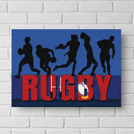 Rugby Player Silhouettes Poster - A3