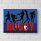 Rugby Player Silhouettes Poster - A3