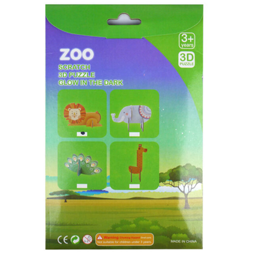 Jungle Glow In The Dark Scratch Art 3D Puzzle - 4 Designs - Each