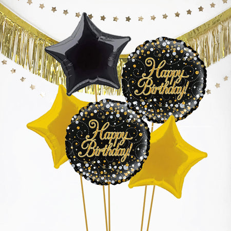 Inflated Gold Celebration Happy Birthday Balloon Bundle in a Box