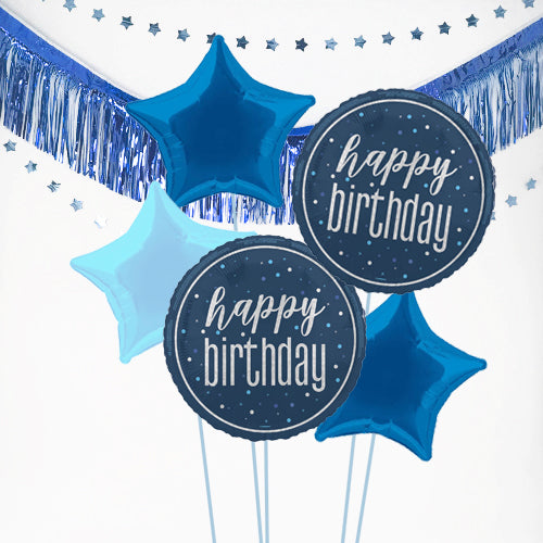 Inflated Blue Birthday Glitz Balloon Bundle in a Box