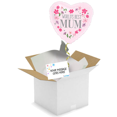 Mother's Day Pink Flowers Inflated Balloon with Message Card - 18
