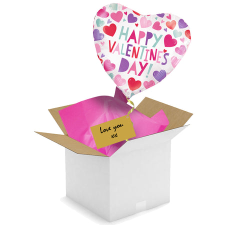 Balloon In A Box - Valentine's Sparkling Ombre Foil Balloon - 18