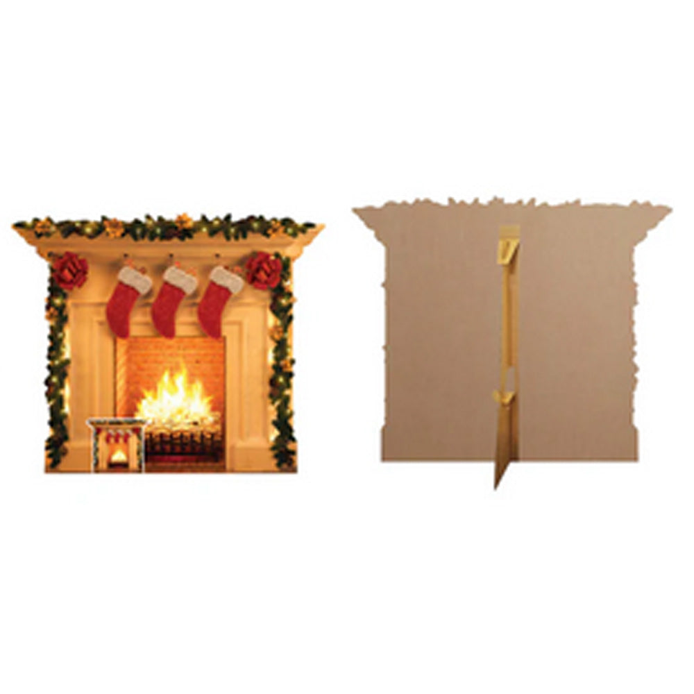 Festive Christmas Fireplace Cardboard Cutout - 101cm Tall