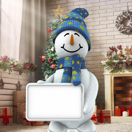 Snowman with Sign Cardboard Cutout - 1.83m