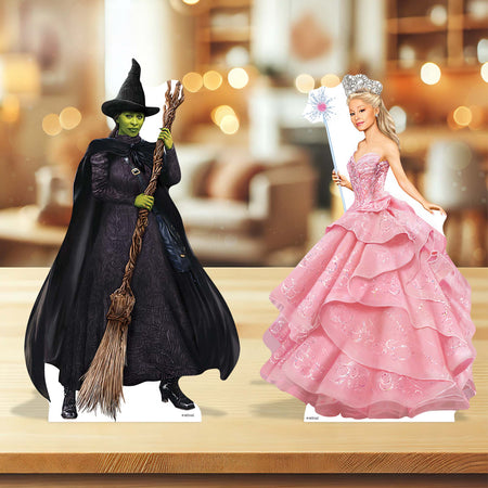 Mini Wicked Glinda and Elphaba Desktop Card Cutout Decorations - Pack of 2 - 31cm