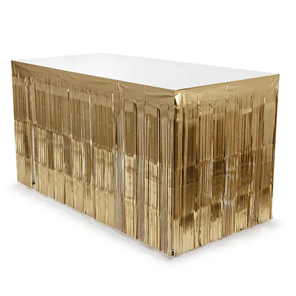 Gold Metallic Fringe Table Skirting - 3m x 80cm