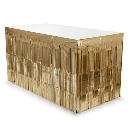 Gold Metallic Fringe Table Skirting - 3m x 80cm