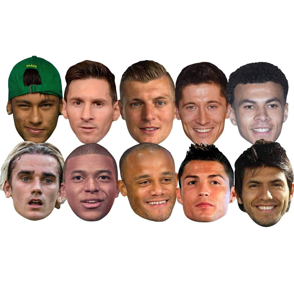 Player Mask World Football Player Superstars Card Masks - Pack of 10 | Party Packs