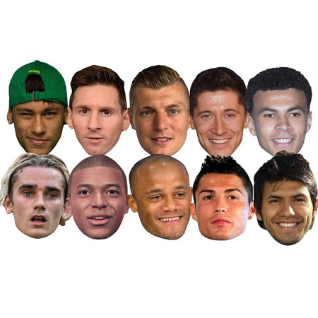 World Football Player Superstars Card Masks - Pack of 10