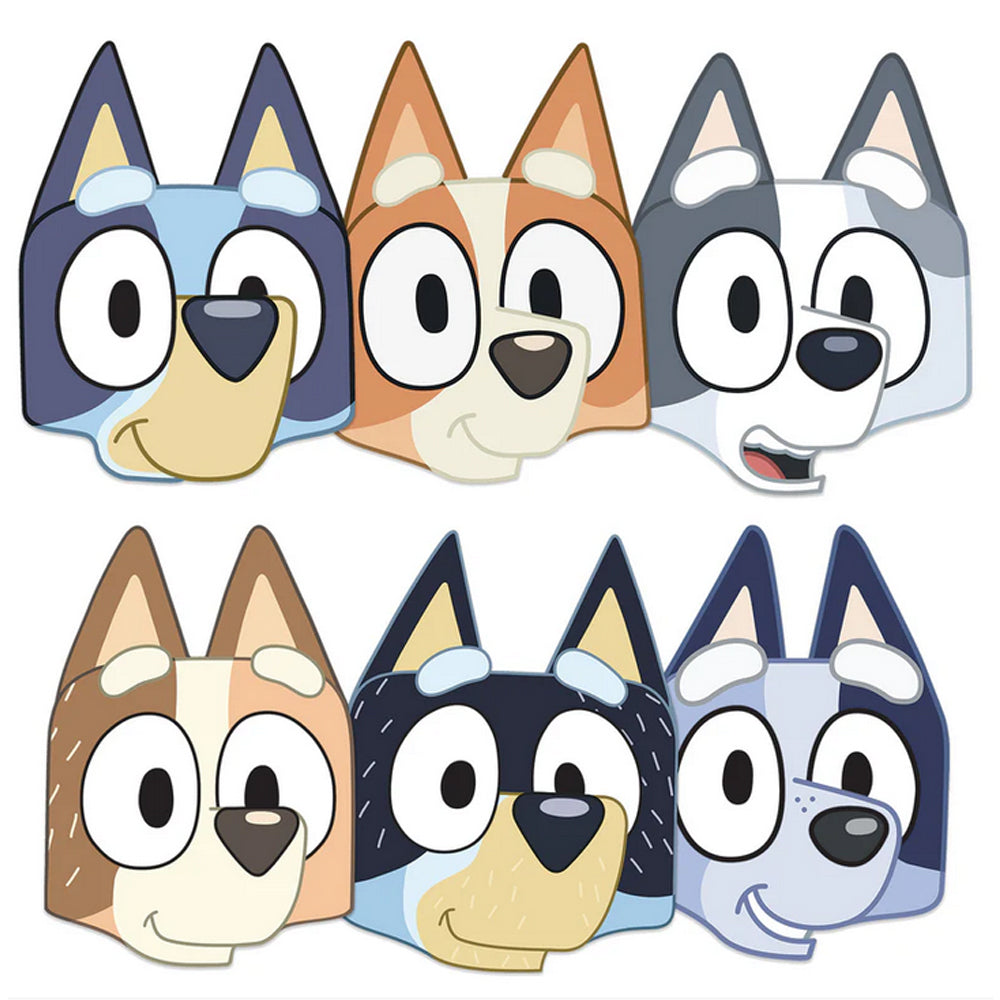 Bluey Family Characters Card Masks - Pack of 6