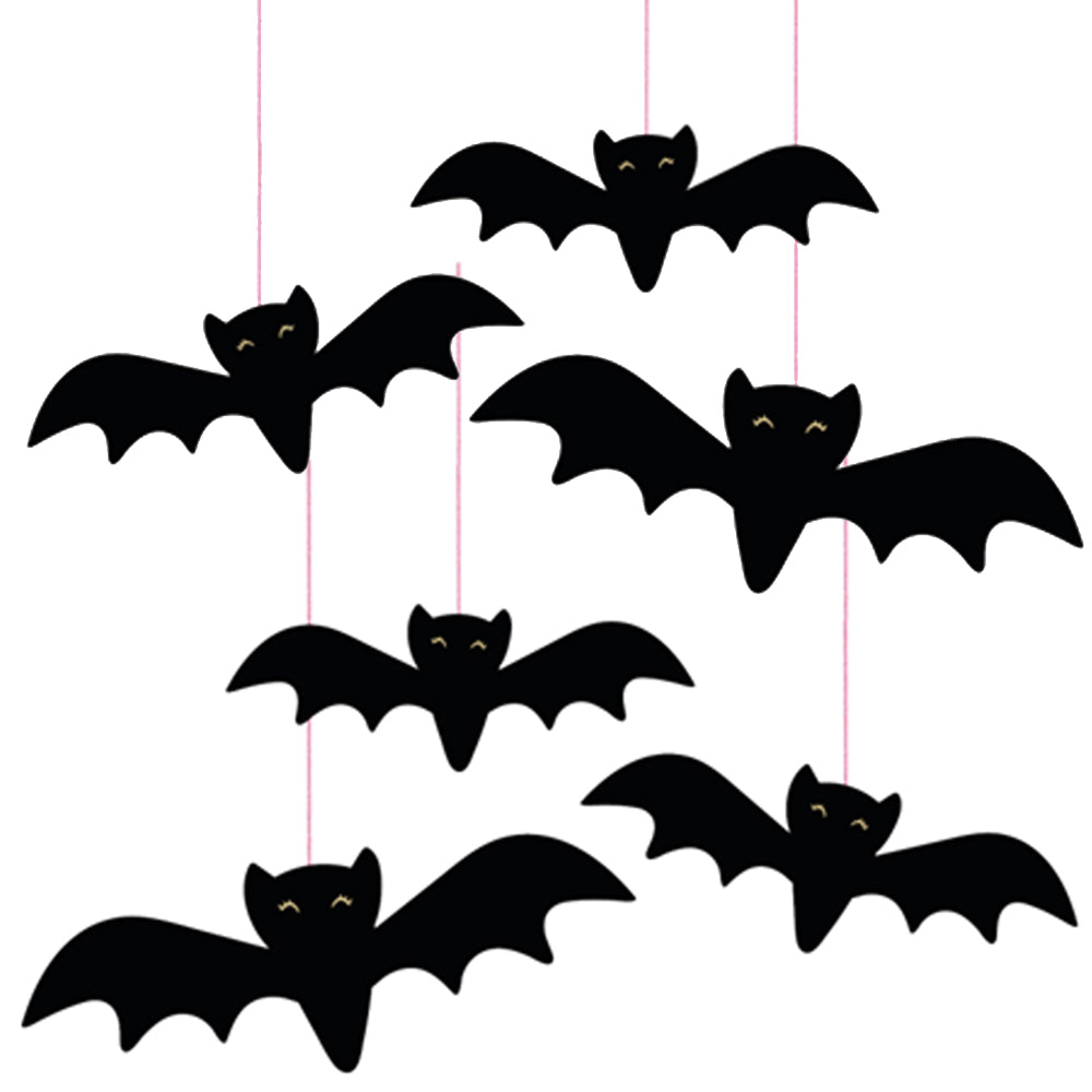 Halloween Bat Shaped Card Hanging Decoration - Pack of 6