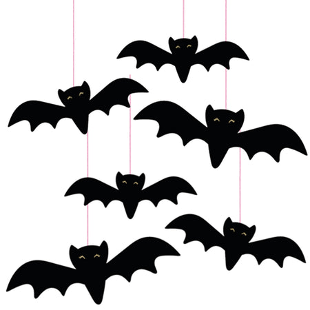 Halloween Bat Shaped Card Hanging Decoration - Pack of 6