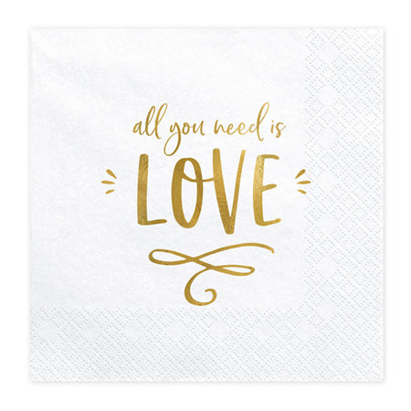 All You Need is Love Paper Napkins - 33cm - Pack of 20
