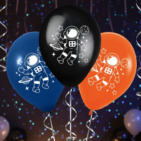 Space Blue, Black and Orange Latex Balloons - 11'' - Pack of 10