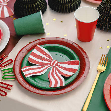 Striped Bow Paper Napkins - 16cm - Pack of 12