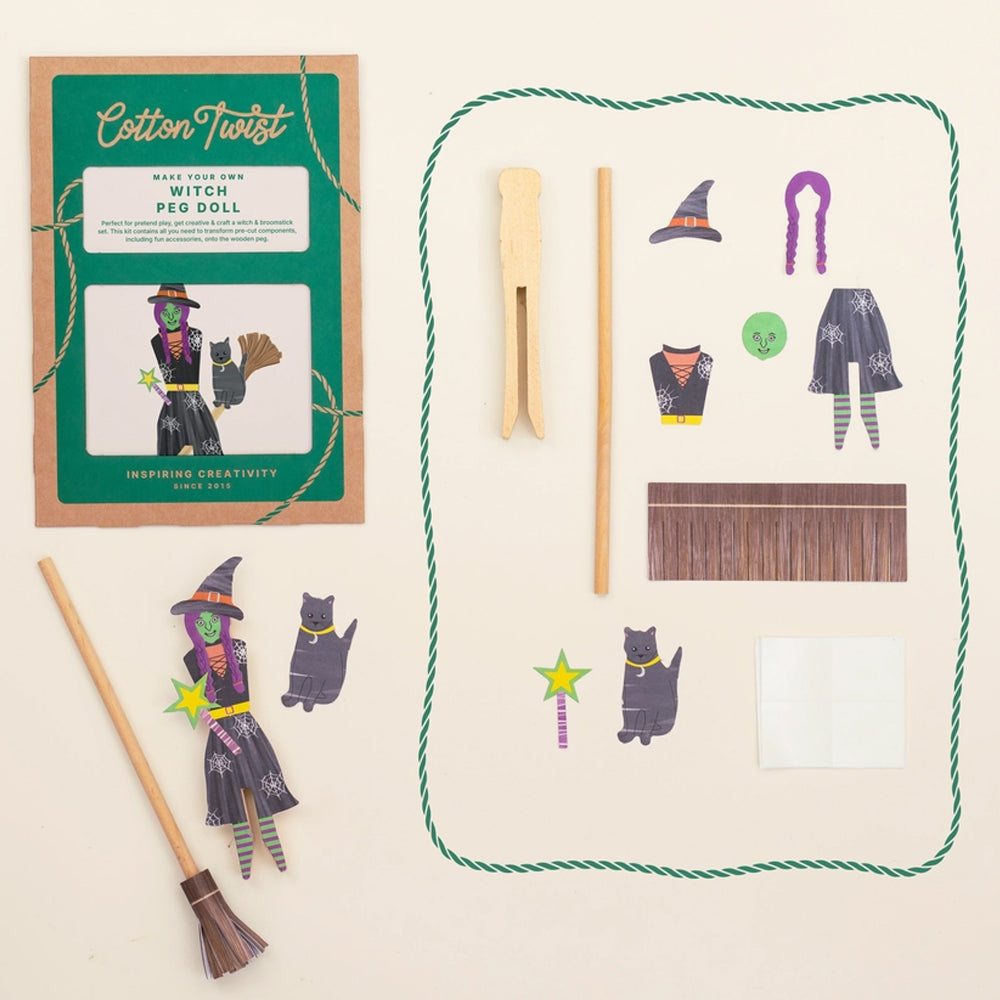 Make Your Own Witch Peg Doll Craft Kit - Plastic Free