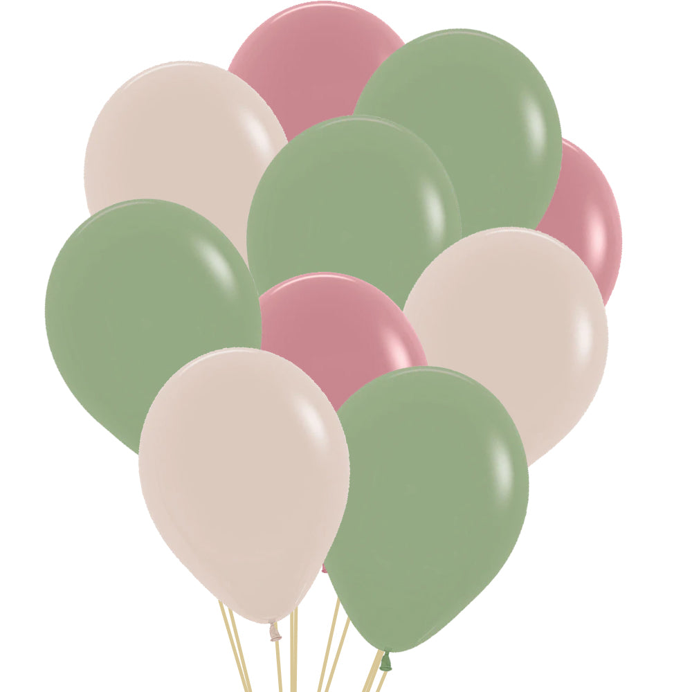 Sage Green, Dusky Pink and White Sand Mix Latex Balloons - Pack of 30