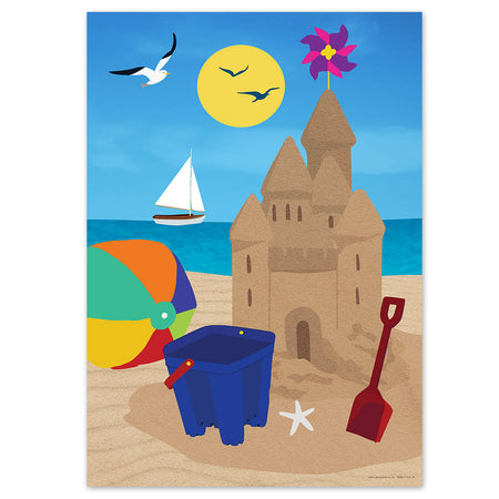 Sandcastle Beach Seaside Scene Poster - A3