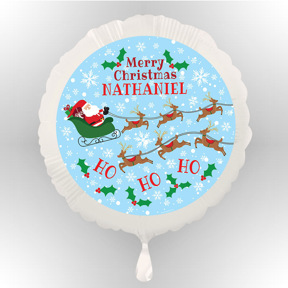 Personalised Santa and Reindeer Flying Sleigh Christmas Balloon (Not Inflated)
