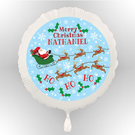 Personalised Santa and Reindeer Flying Sleigh Christmas Balloon (Not Inflated)