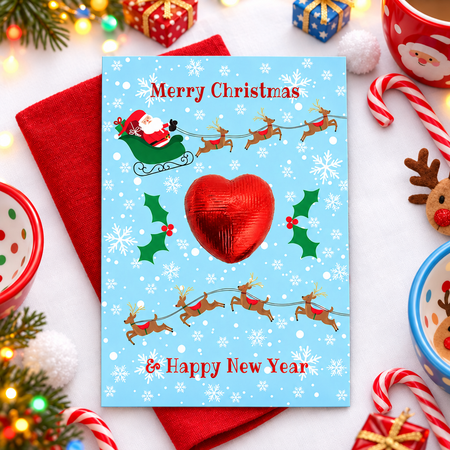Christmas Santa Sleigh Favour Card - Pack of 8