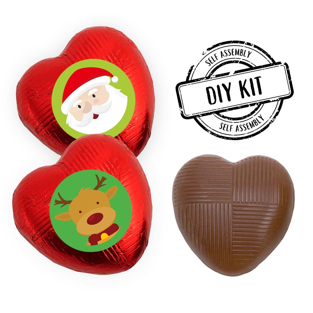Santa Claus & Rudolph Heart Chocolate Kit - Pack of 24