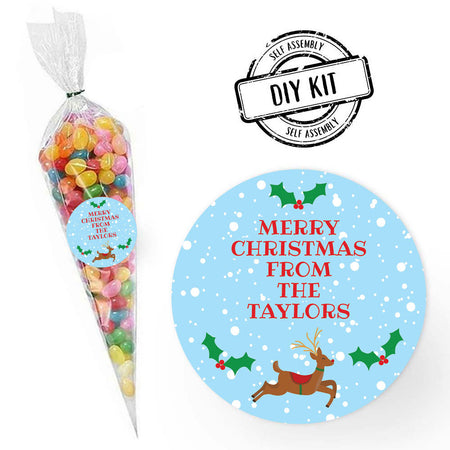 Winter Wonderland Christmas Personalised Sweet Cone Bag Favour Kit - Pack of 15