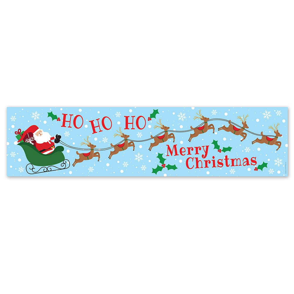 Flying Santa and Reindeer Sleigh Christmas Banner - 120cm x 30cm
