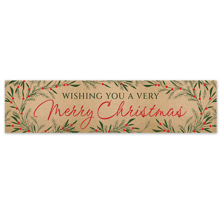 Scandi Kraft Paper Foliage Christmas Banner - 120cm x 30cm