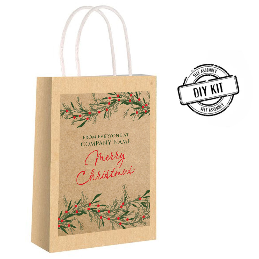 Personalised Scandi Foliage Christmas Paper Party Bags - Pack of 12