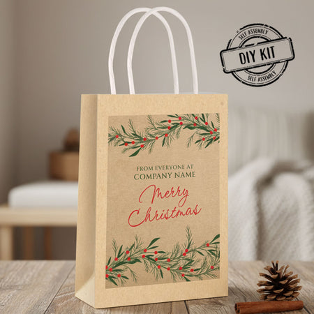 Personalised Scandi Foliage Christmas Paper Party Bags - Pack of 12