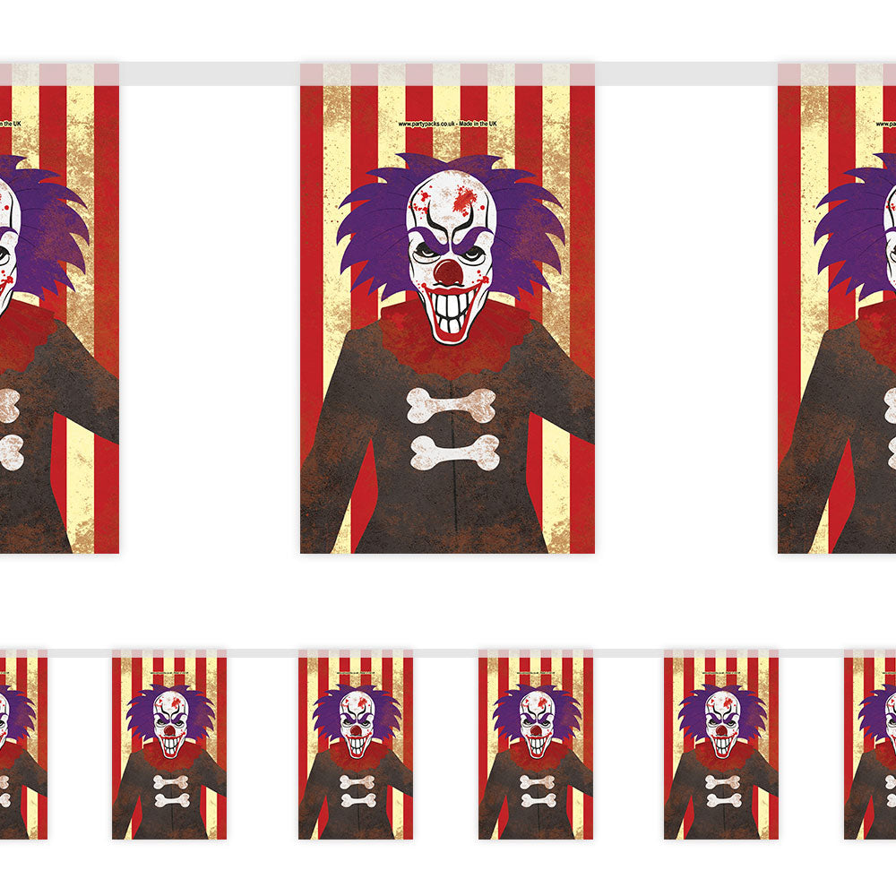 Twisted Circus Scary Clown Paper Bunting Decoration - 2.4m
