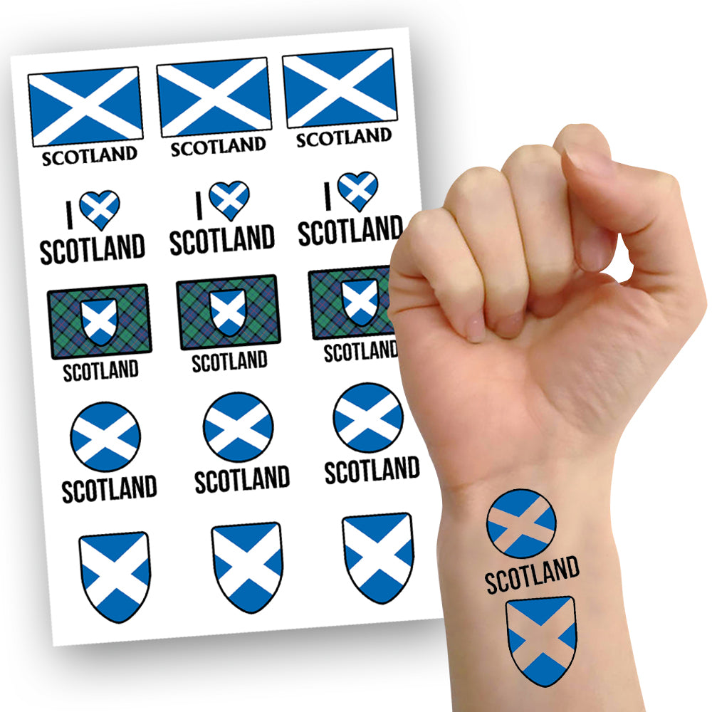 Scotland Scottish Flag Tattoos - Pack of 15 | Party Packs