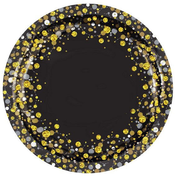 Gold Celebration 9" Paper Plates - Pack of 8