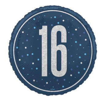 Birthday Glitz Blue 16th Prismatic Foil Balloon - 18"
