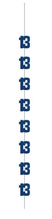 Birthday Glitz Blue 13th Hanging Decorations - 1.52m - Pack of 6