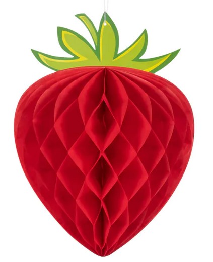 Strawberry Red Honeycomb Tissue Decoration - 29cm